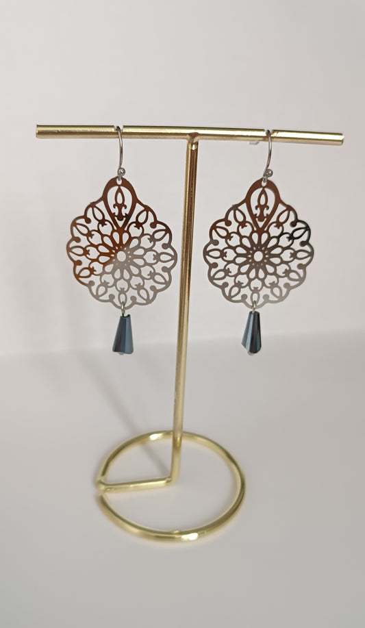 Boucles d'oreilles pendantes chic acier inoxydable forme Géométrique reflet miroir