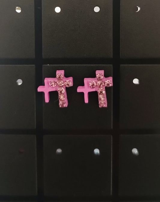 Boucles d'oreilles double croix