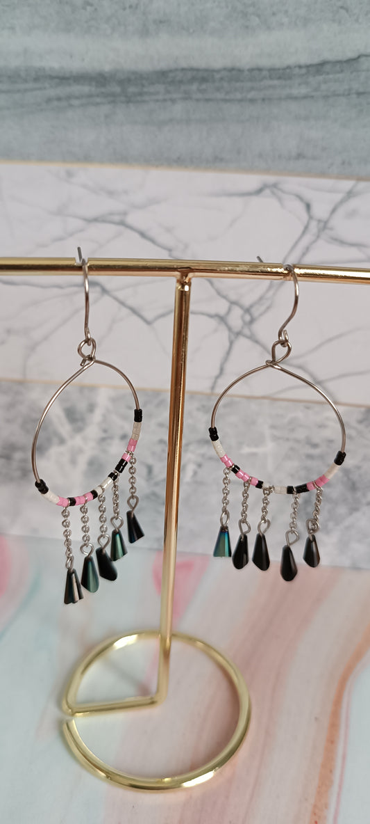 Boucles d'oreilles pendantes acier inoxydable style attrape rêve
