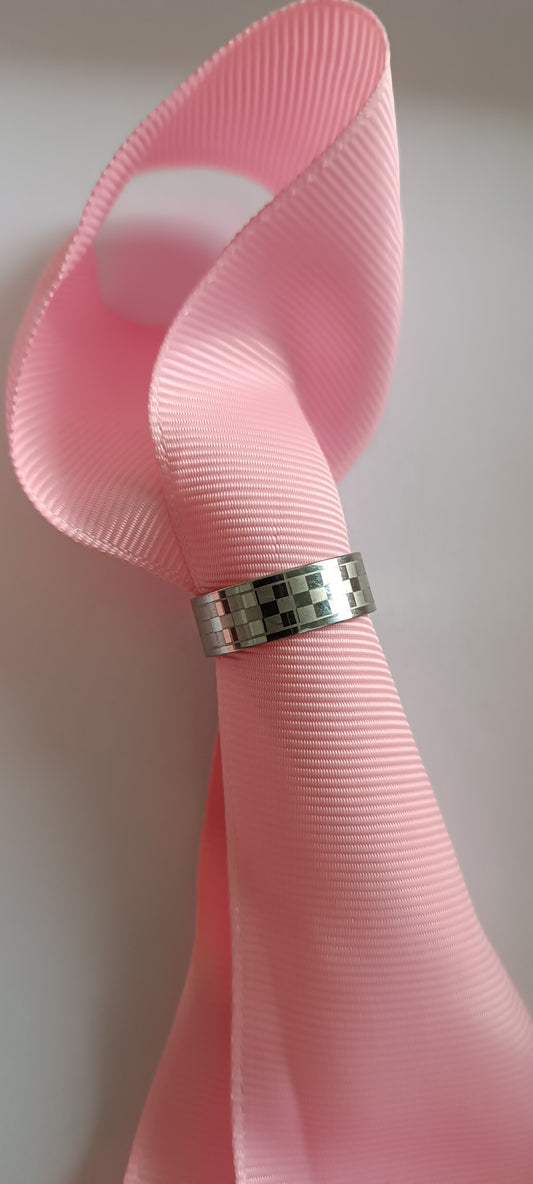 Bague Homme acier inoxydable Damier Forme géométrique taille 56