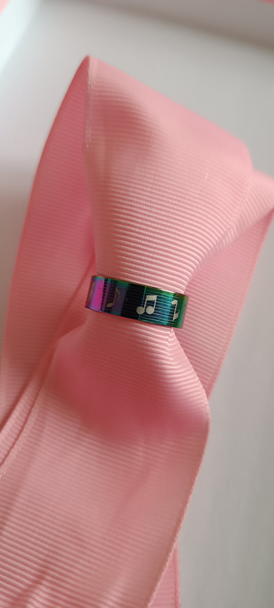 Bague Mixte Homme Femme acier inoxydable Note de Musique taille 58