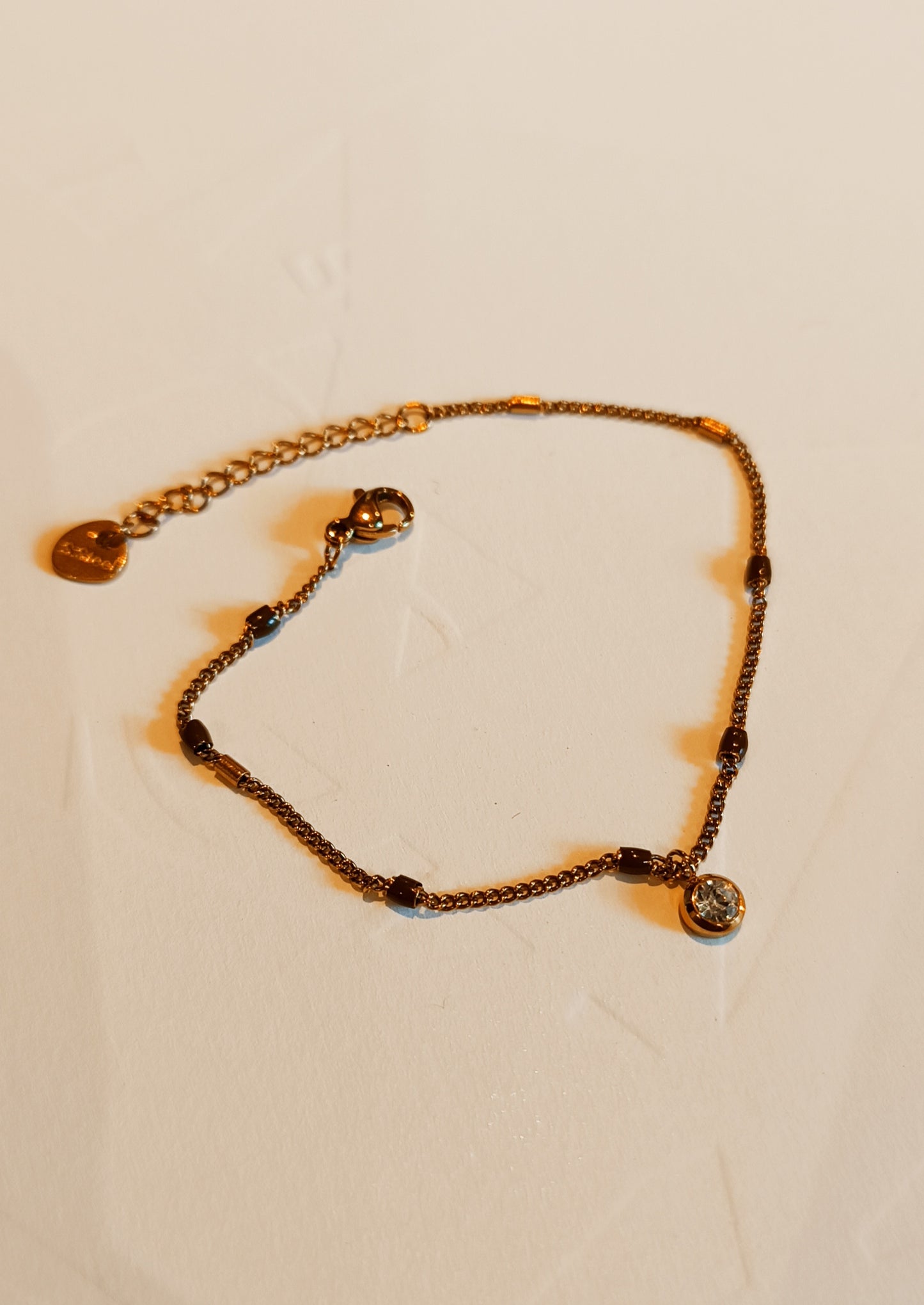 Bracelet ajustable acier inoxydable perle et strass