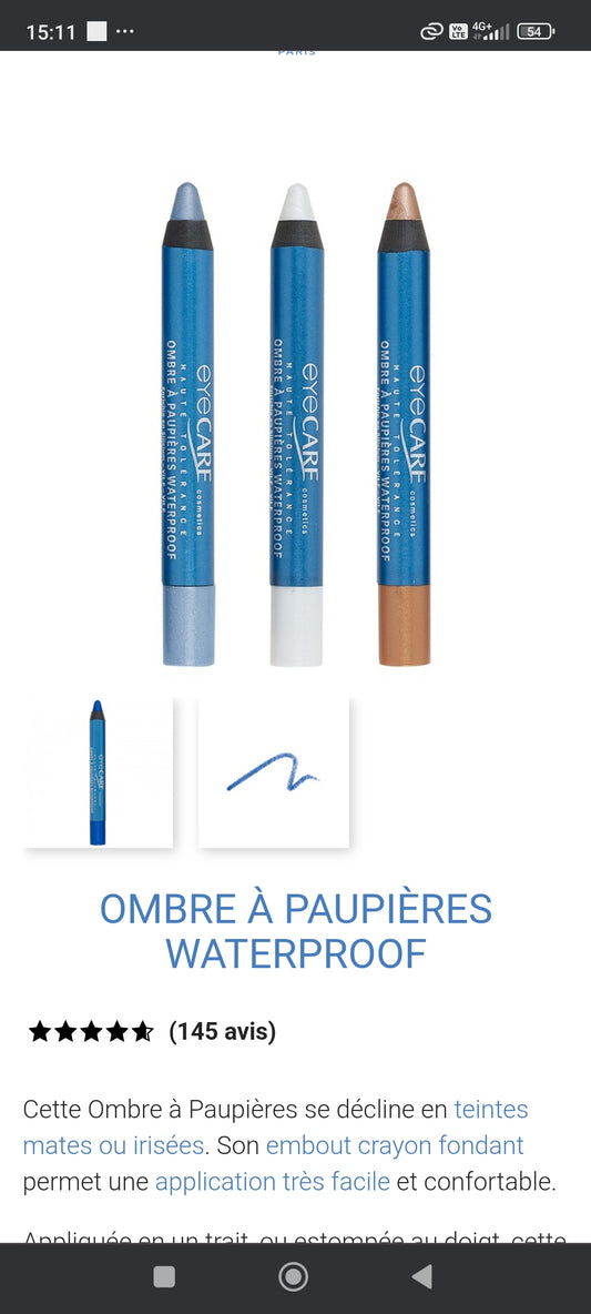 Ombre à paupières waterproof eye care yeux sensibles ou allergique effet nude