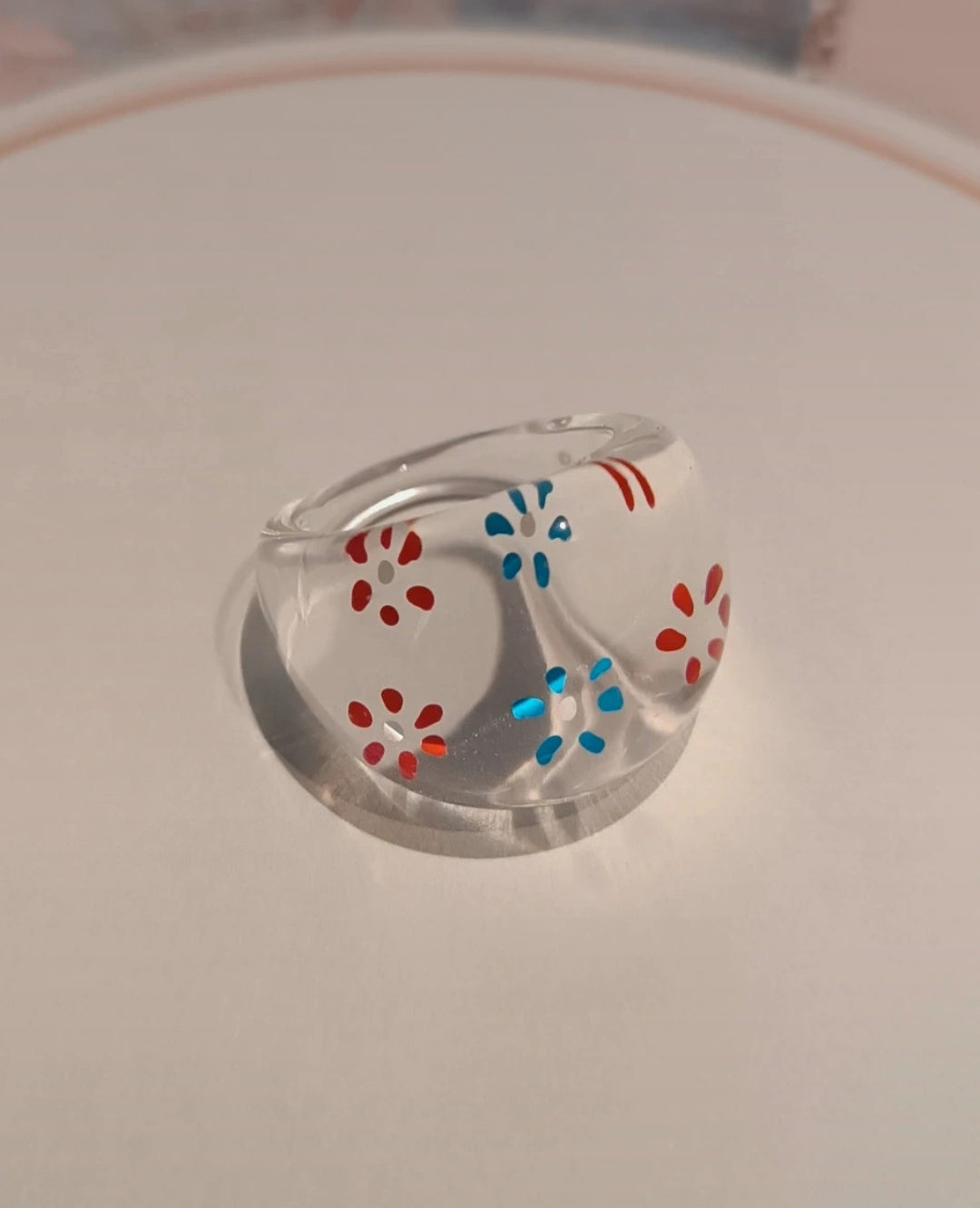 Bague en résine Florale Transparent Taille 56