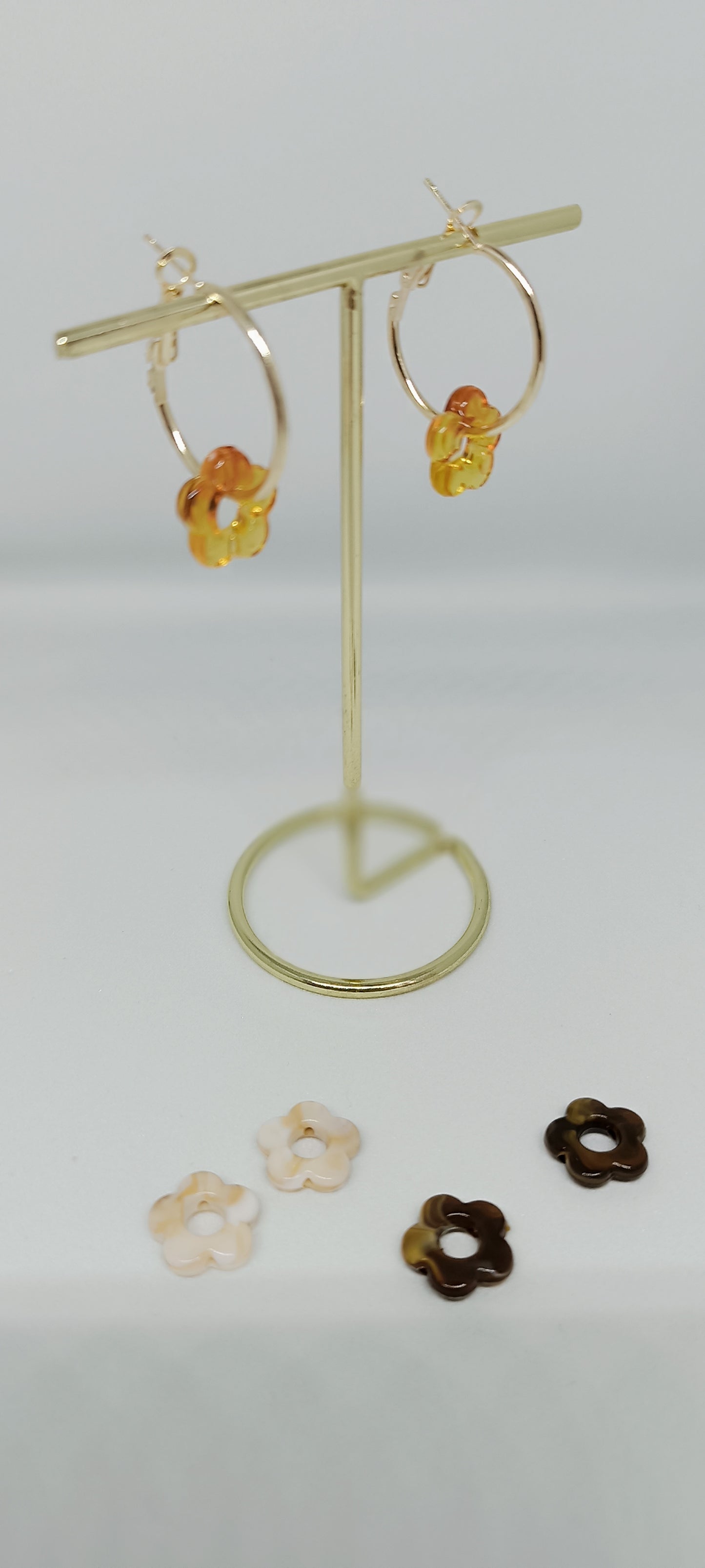 Boucles d'oreilles pendantes chic créole interchangeable pampilles fleur acier inoxydable, lot de trois paires de Pampilles