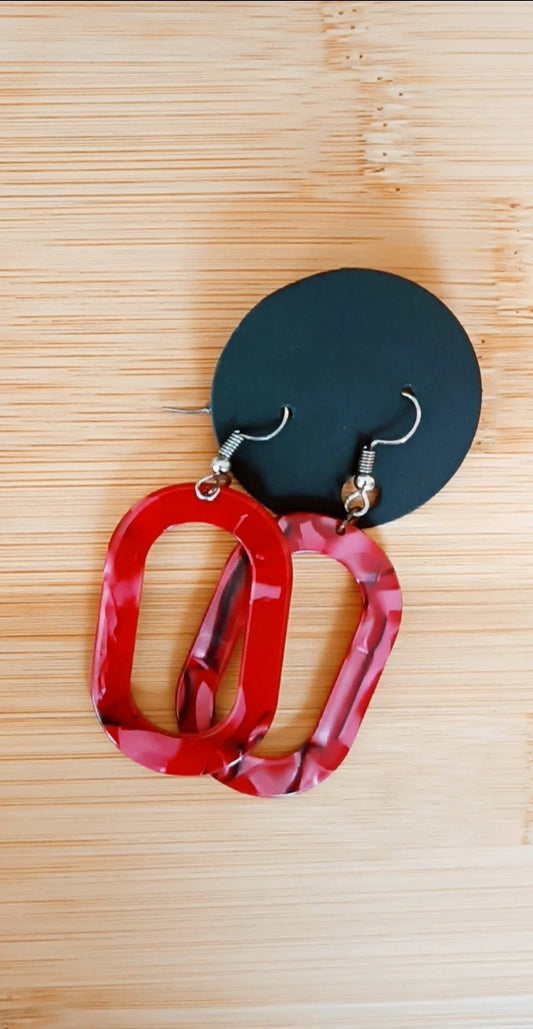 Boucles d'oreilles rouge bordeaux