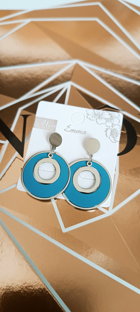 Boucles d'oreilles Anneaux amovible acier inoxydable bleue