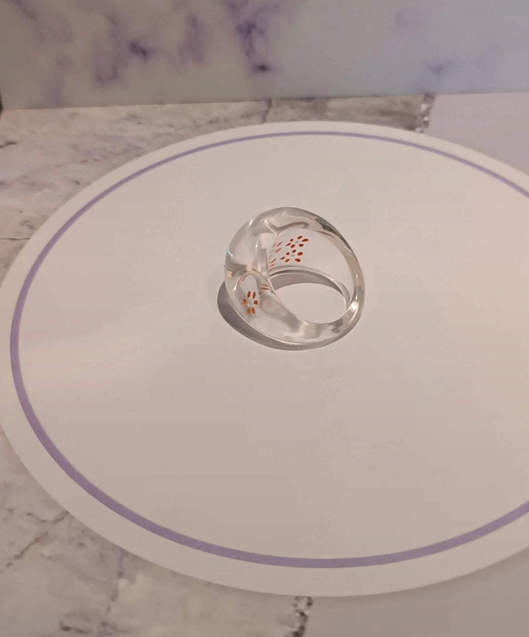 Bague en résine Florale Transparent Taille 56