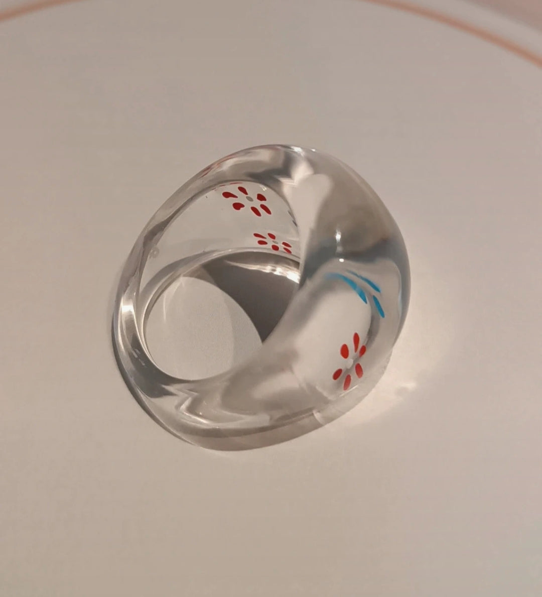 Bague en résine Florale Transparent Taille 56